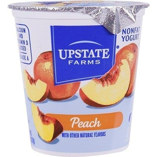 Upstate Farms Peach Nonfat Blended Yogurt, 12 x 8 oz Case - Cheese & Dairy