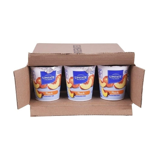 Upstate Niagara Coop Peach Nonfat Blended Yogurt, 12 x 8 oz Case - GS1 open-case image