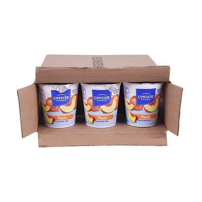 Upstate Niagara Coop Peach Nonfat Blended Yogurt, 12 x 8 oz Case - GS1 open-case image