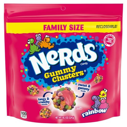 Nerds Gummy Clusters Stand Up Bag, 5 x 18.5 oz Case - Disposables
