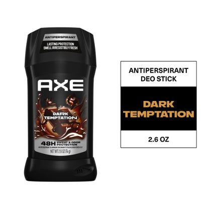 Axe Men's Dark Temptation Deodorant Invisible Solid, 2 x 6 x 2.6 oz Case - Nutrition facts label