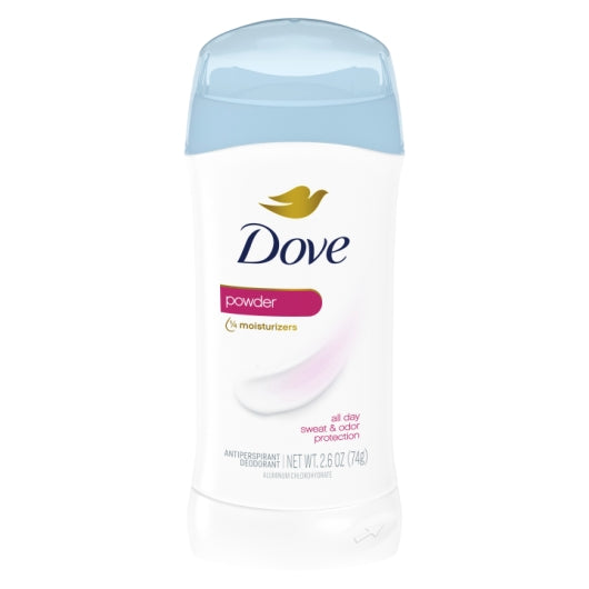 Dove Women's 48 Hour Powder Anti-Perspirant Deodorant Stick, 2 x 6 x 2.6 fl oz Case - Front/center packaged product image