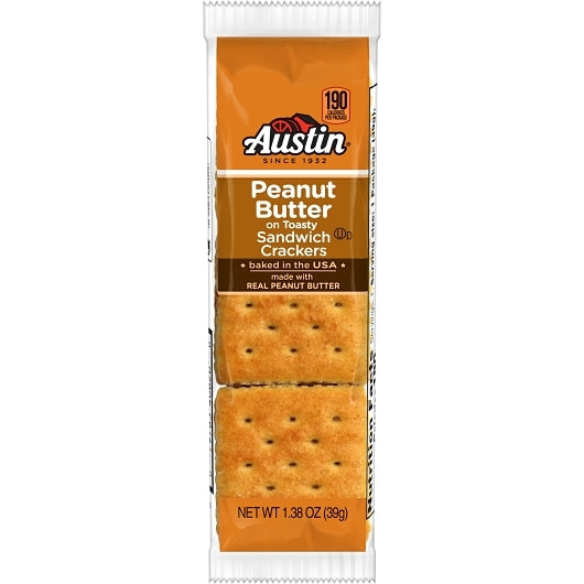 Austin Toasty Cracker with Peanut Butter, 12 x 8 x 1.38 oz Case - Crackers & Grahams
