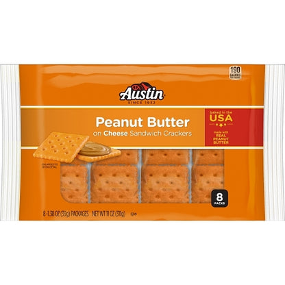 Austin Cheese Crackers with Peanut Butter, 12 x 8 x 1.38 oz Case - Front/center packaged product image