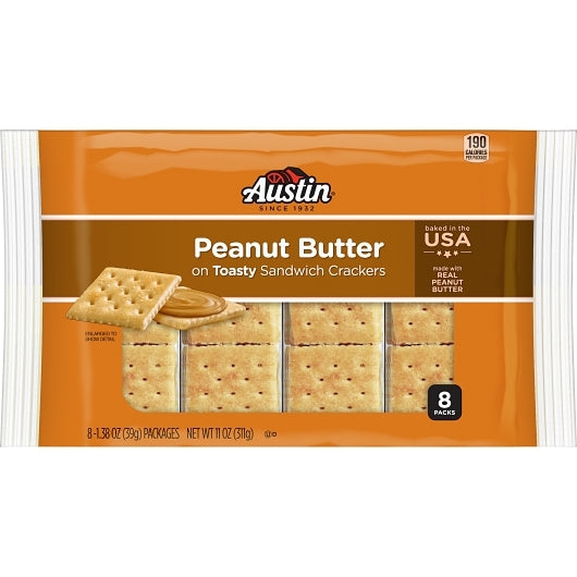 Austin Toasty Cracker with Peanut Butter, 12 x 8 x 1.38 oz Case - Front/center packaged product image