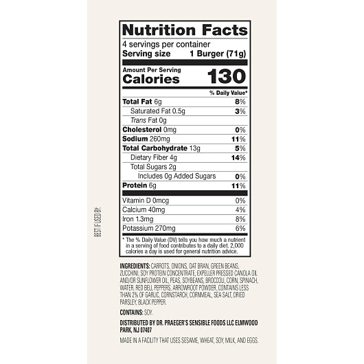 Dr. Praegers Sensible Foods California Veggie Burger, 6 x 10 oz Case - DOT product image 4