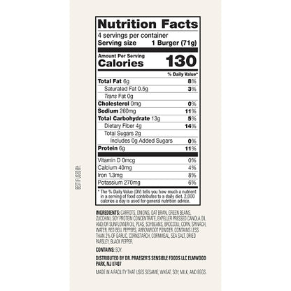 Dr. Praegers Sensible Foods California Veggie Burger, 6 x 10 oz Case - DOT product image 4