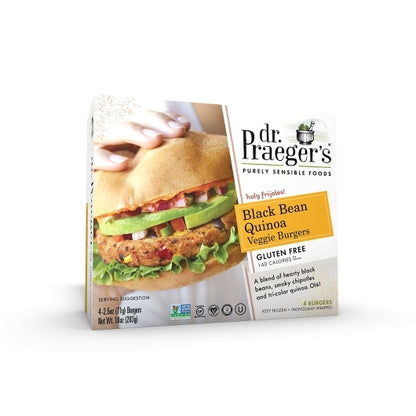Dr. Praegers Sensible Foods Black Bean & Quinoa Veggie Burger, 6 x 10 oz Case - Beans & Legumes