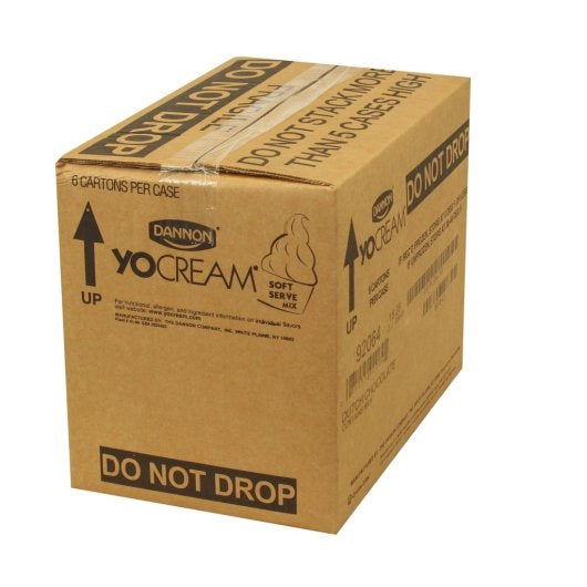 Yocream Premium Dutch Chocolate Frozen Low Fat Soft Serve Yogurt Mix, 6 x 64 oz Case - GS1 closed shipping case image