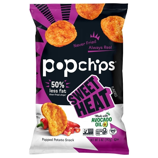 Popchips Avocado Oil Sweet Heat Potato Chips, 12 x 5 oz Case - Snacks
