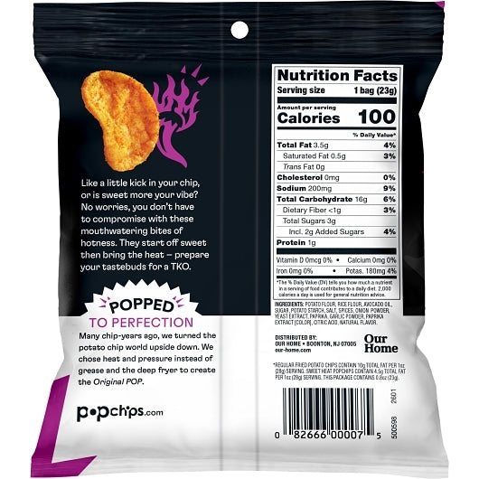Popchips Avocado Oil Sweet Heat Potato Chips, 24 x 0.8 oz Case - Snacks - image 2