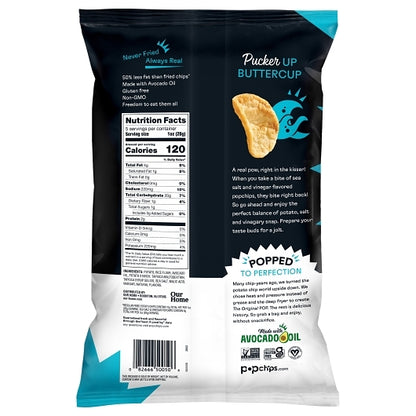 Popchips Avocado Oil Sea Salt & Vinegar Popped Potato Chips, 12 x 5 oz Case - DOT product image 2