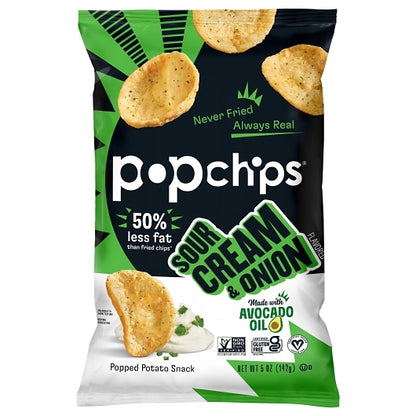 Popchips Avocado Oil Sour Cream & Onion Popped Potato Chips, 12 x 1 each Case - Snacks