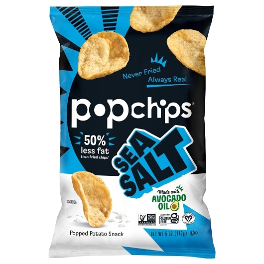 Popchips Avocado Oil Sea Salt Popped Potato Chips, 12 x 5 oz Case - Snacks