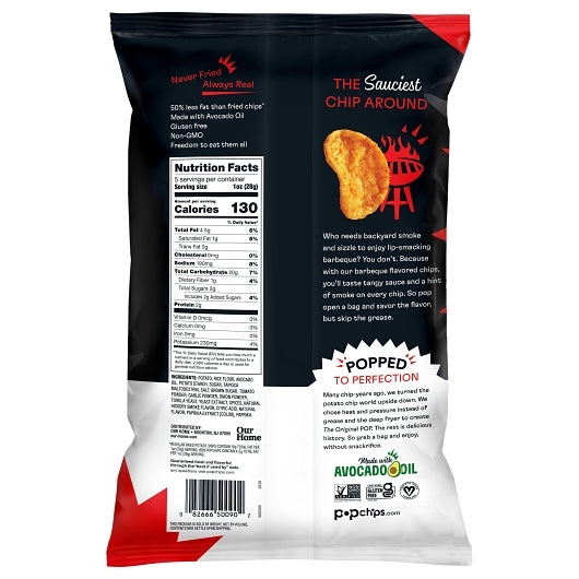 Popchips Avocado Oil Barbecue Popped Potato Chips, 12 x 5 oz Case - DOT product image 2