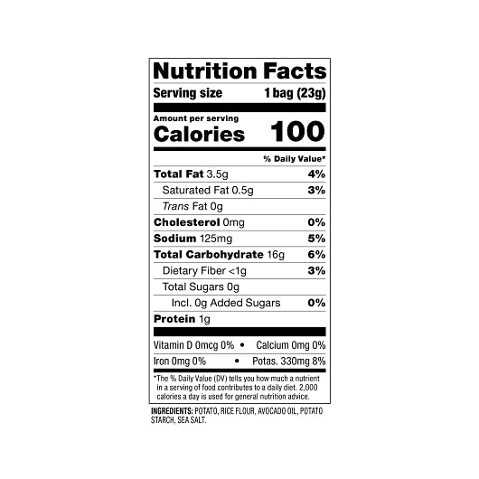 Popchips Avocado Oil Sea Salt Popped Potato Chips, 24 x 0.8 oz Case - DOT product image 3