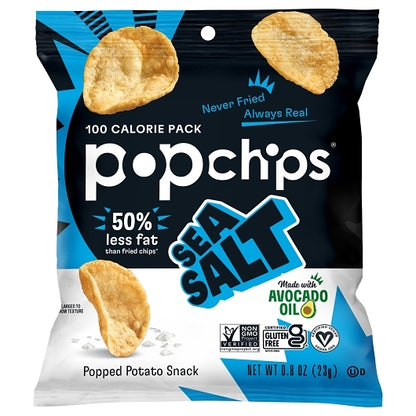Popchips Avocado Oil Sea Salt Popped Potato Chips, 24 x 0.8 oz Case - Snacks