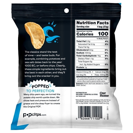 Popchips Avocado Oil Sea Salt Popped Potato Chips, 24 x 0.8 oz Case - DOT product image 2