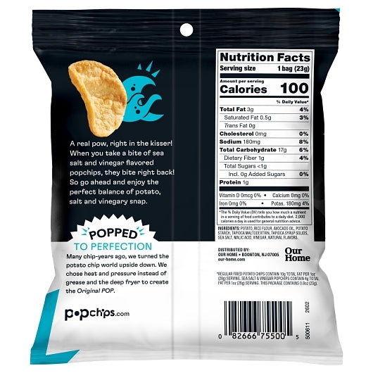Popchips Sea Salt & Vinegar Popped Potato Chips, 24 x 0.8 oz Case - DOT product image 2