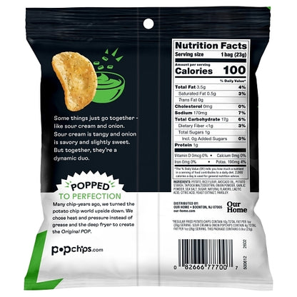 Popchips Avocado Oil Sour Cream & Onion Popped Potato Chips, 24 x 0.8 oz Case - DOT product image 2
