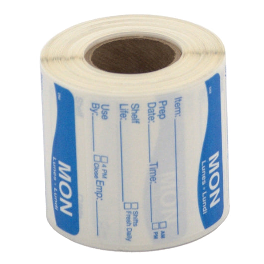 Daymark DissolveMark-Dissolvable Adhesive 2 inch X 2 Inch Rectangle Monday Shelf Life Label, 12 x 250 ct Case - Food