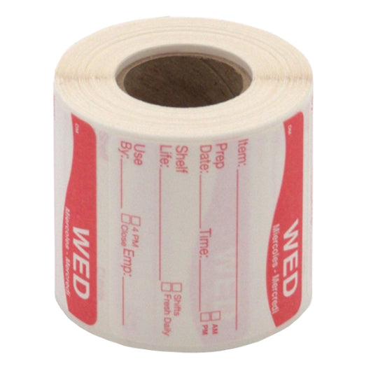 Daymark DissolveMark-Dissolvable Adhesive 2 inch X 2 Inch Rectangle Wednesday Shelf Life Label, 12 x 250 ct Case - Food