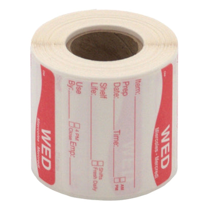 Daymark DissolveMark-Dissolvable Adhesive 2 inch X 2 Inch Rectangle Wednesday Shelf Life Label, 12 x 250 ct Case - Food