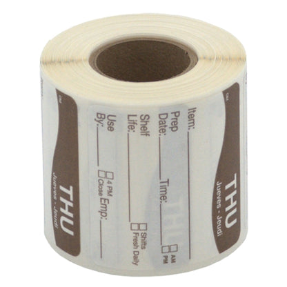 Daymark DissolveMark-Dissolvable Adhesive 2 inch X 2 Inch Rectangle Thursday Shelf Life Label, 12 x 250 ct Case - Food