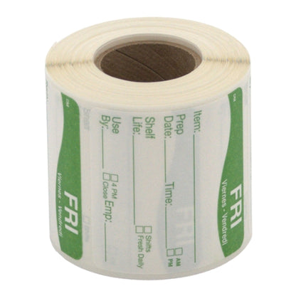 Daymark DissolveMark-Dissolvable Adhesive 2 inch X 2 Inch Rectangle Friday Shelf Life Label, 12 x 250 ct Case - Food
