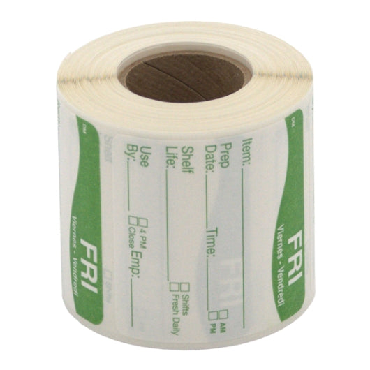 Daymark DissolveMark-Dissolvable Adhesive 2 inch X 2 Inch Rectangle Friday Shelf Life Label, 12 x 250 ct Case - Food