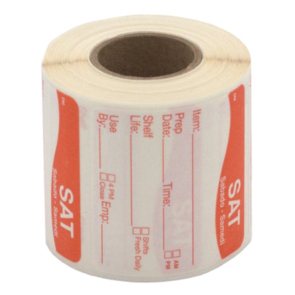 Daymark DissolveMark-Dissolvable Adhesive 2 inch X 2 Inch Rectangle Saturday Shelf Life Label, 12 x 250 ct Case - Food