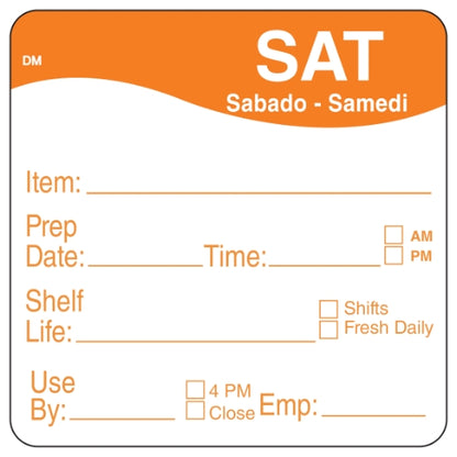 Daymark DissolveMark-Dissolvable Adhesive 2 inch X 2 Inch Rectangle Saturday Shelf Life Label, 12 x 250 ct Case - DOT product image 2