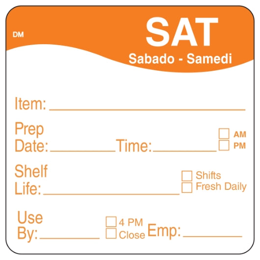 Daymark DissolveMark-Dissolvable Adhesive 2 inch X 2 Inch Rectangle Saturday Shelf Life Label, 12 x 250 ct Case - DOT product image 2