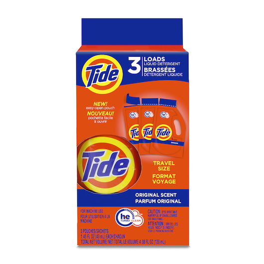 Tide Single Load Laundry Detergent, 3 Pack, 24 x 0.274 oz Case - Cleaners & Sanitizers