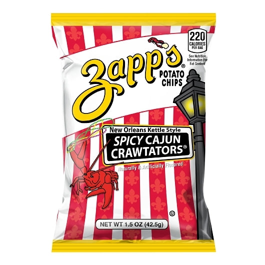 Zapp's Potato Chips Cajun Crawtator Chips, 60 x 1.5 oz Case - Snacks