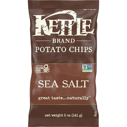 Kettle Brand Potato Chips Sea Salt, 8 x 5 oz Case - Snacks