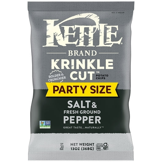 Kettle Foods Krinkle Cut Salt & Pepper, 9 x 13 oz Case - Snacks