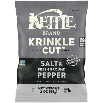 Kettle Krinkle Cut Sea Salt & Pepper Krinkle Cut Potato Chips, 6 x 2 oz Case - Snacks