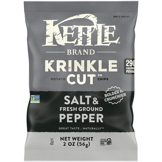 Kettle Krinkle Cut Sea Salt & Pepper Krinkle Cut Potato Chips, 6 x 2 oz Case - DOT product image 2