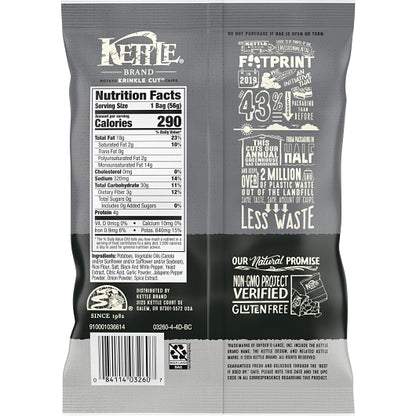 Kettle Krinkle Cut Sea Salt & Pepper Krinkle Cut Potato Chips, 6 x 2 oz Case - DOT product image 8