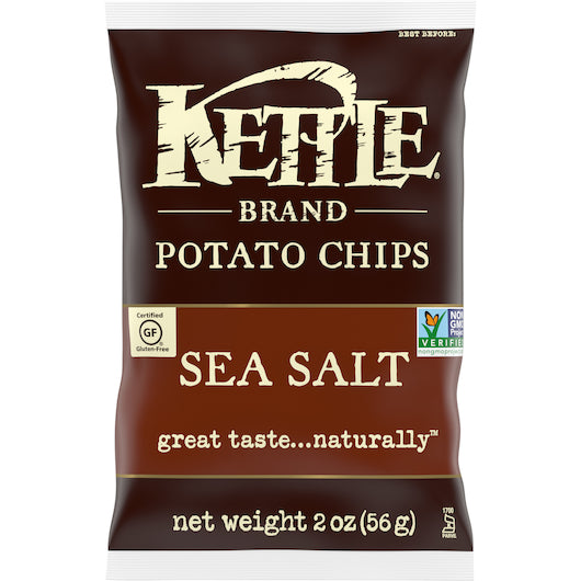 Kettle Brand Potato Sea Salt Potato Chips, 6 x 2 oz Case - Snacks