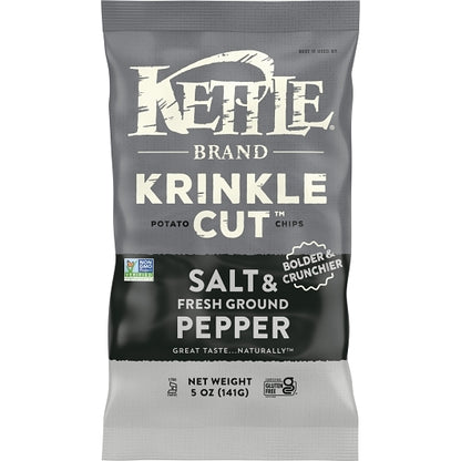 Kettle Brand Potato Chip Krinkle Salt & Fresh Ground Pepper, 8 x 5 oz Case - Snacks