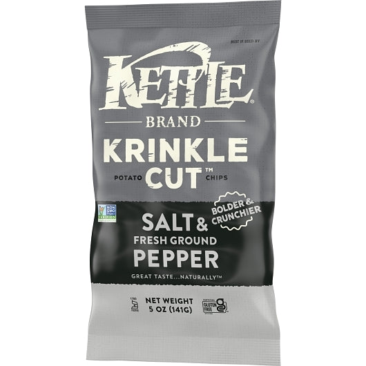 Kettle Brand Potato Chip Krinkle Salt & Fresh Ground Pepper, 8 x 5 oz Case - DOT product image 5