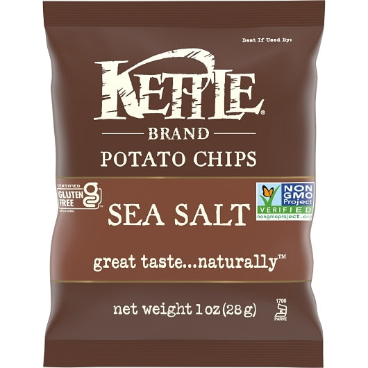 Kettle Brand Potato Sea Salt Potato Chips, 72 x 1 oz Case - DOT product image 2