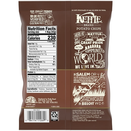 Kettle Potato Chip Chips Sea Salt, 24 x 1.5 oz Case - DOT product image 8