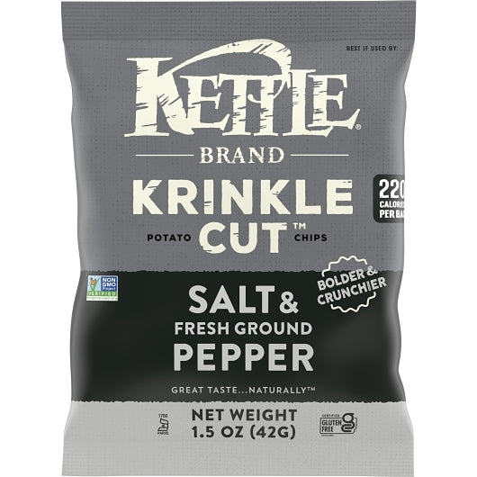 Kettle Brand Potato Chip Salt & Fresh Ground Pepper Krinkle Cut, 24 x 1.5 oz Case - DOT product image 2