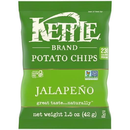 Kettle Brand Potato Chips Jalapeno, 24 x 1.5 oz Case - Snacks