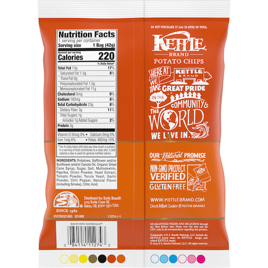 Kettle Brand Potato Chips Backyard Bbq, 24 x 1.5 oz Case - DOT product image 8
