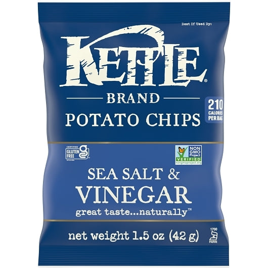 Kettle Brand Potato Chip Sea Salt & Vinegar, 24 x 1.5 oz Case - Snacks