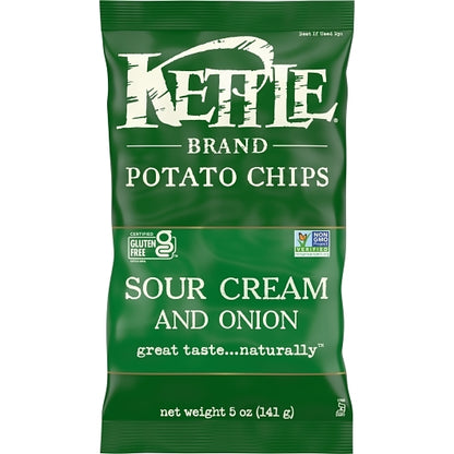 Kettle Brand Potato Chip Sour Cream & Onion, 15 x 5 oz Case - Snacks